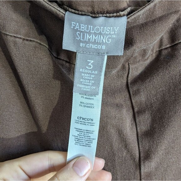 Chicos Fabulously Slimming Brown Pull On Stretch Pants - Picture 4 of 7